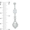 Thumbnail Image 1 of 014 Gauge Lab-Created Cubic Zirconia and Crystal Flower Dangle Belly Button Ring in Solid Stainless Steel and Brass
