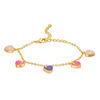 Thumbnail Image 0 of Child's Cubic Zirconia and Multi-Color Enamel Hearts Charm Bracelet in Brass with 18K Gold Plate - 7.5"