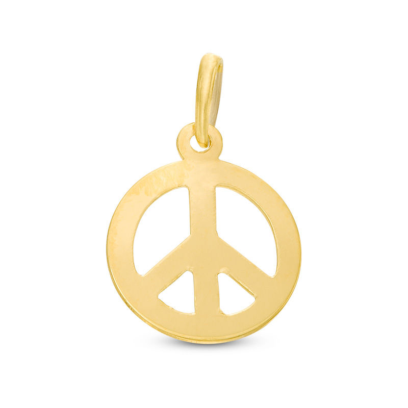 Peace Symbol Necklace Charm in 10K Gold