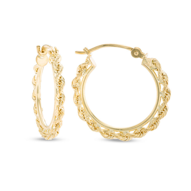 Small Rope-Textured Hoop Earrings in 10K Gold
