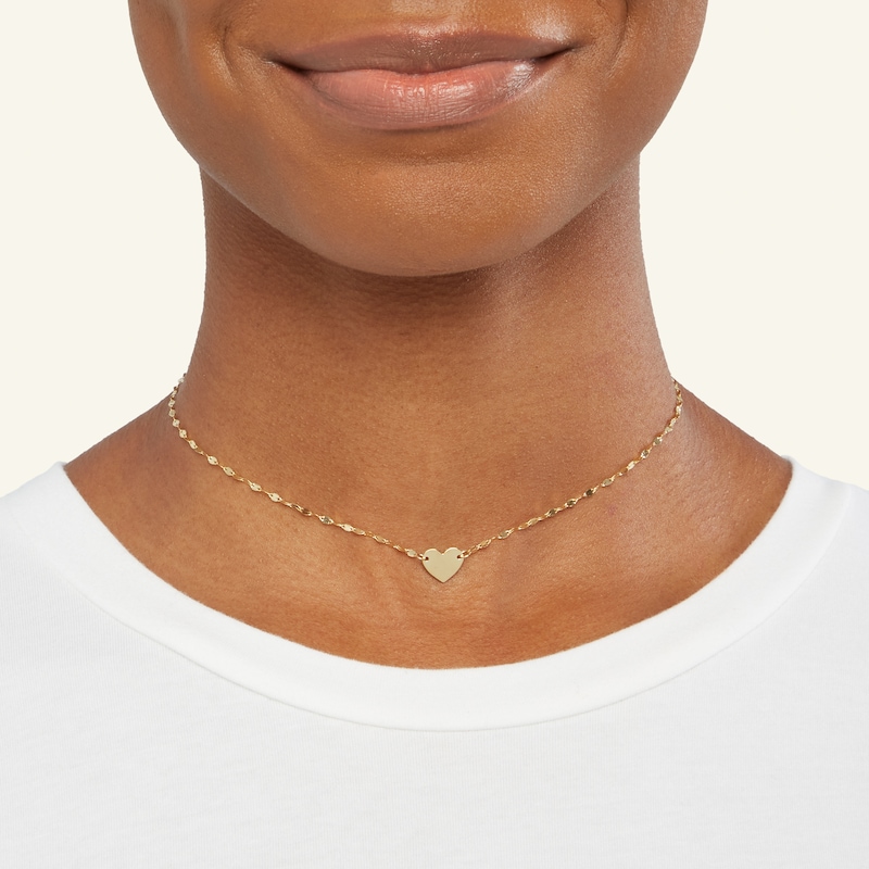 Made in Italy Heart Choker Necklace in 10K Solid Gold - 16"