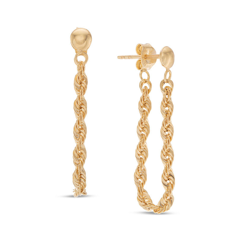 Rope-Textured Drop Earrings in 10K Gold