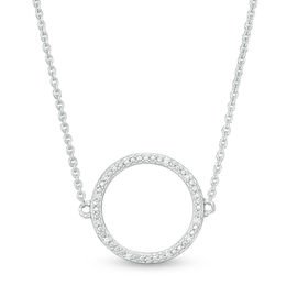 Diamond Accent Open Circle Choker Necklace in Sterling Silver - 15.5