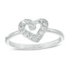 Thumbnail Image 0 of Cubic Zirconia Looping Heart Outline Ring in Sterling Silver - Size 7