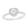 Thumbnail Image 0 of 5mm Heart-Shaped Cubic Zirconia Frame Ring in Sterling Silver - Size 7