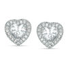 Thumbnail Image 0 of 5mm Heart-Shaped Cubic Zirconia Frame Stud Earrings in Solid Sterling Silver