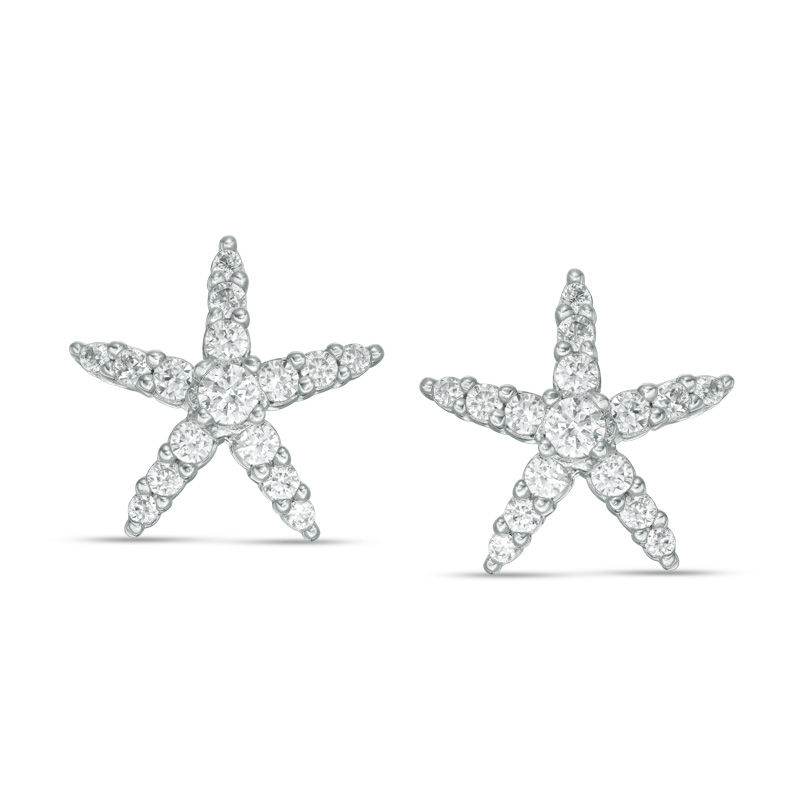 Cubic Zirconia Starfish Stud Earrings in Sterling silver