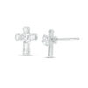Thumbnail Image 0 of 3mm Cubic Zirconia and Diamond-Cut Cross Stud Earrings in Sterling Silver
