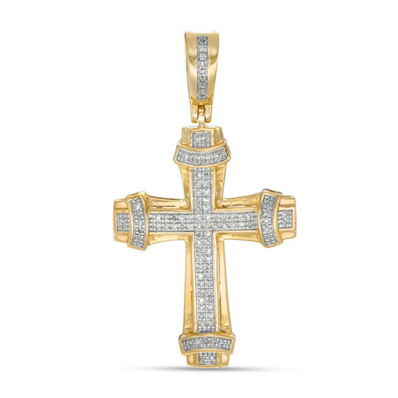 1/8 CT. T.W. Diamond Collar Cross Pendant Charm in 10K Gold | Piercing ...