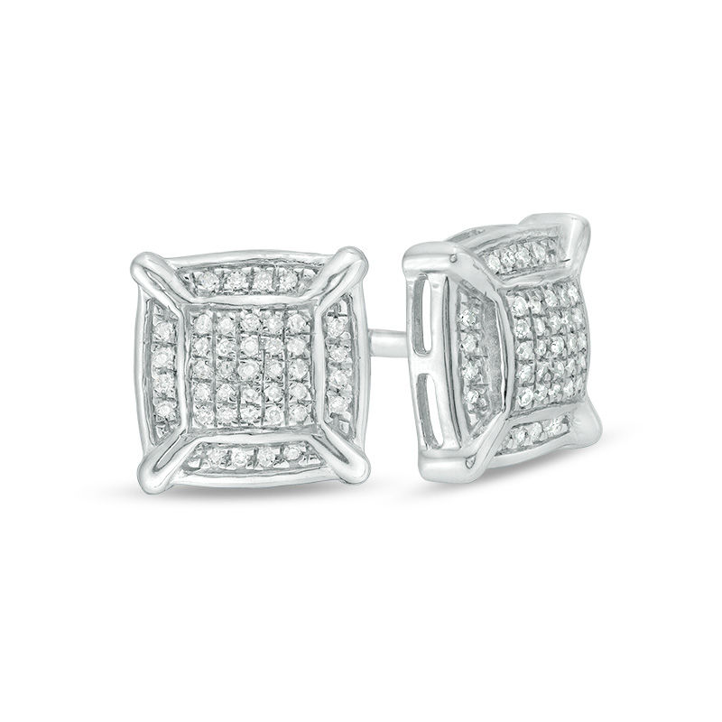 1/10 CT. T.W. Composite Diamond Square Stud Earrings in Sterling Silver