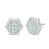 Thumbnail Image 0 of 1/10 CT. T.W. Composite Diamond Hexagon Frame Stud Earrings in Sterling Silver
