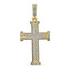 Thumbnail Image 0 of 1/10 CT. T.W. Diamond Chevron Striped Cross Pendant Charm in Sterling Silver with 14K Gold Plate