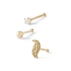 Thumbnail Image 0 of 14K Hollow and Semi-Solid Gold CZ Nose Stud Set - 22G