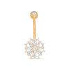 Thumbnail Image 0 of 014 Gauge Crystal and Cubic Zirconia Flower Curved Belly Button Ring in Stainless Steel with Yellow IP