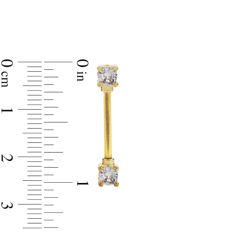 Yellow Ion Plated CZ Barbell Pair - 14G