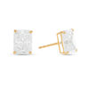 Thumbnail Image 0 of Emerald-Cut Cubic Zirconia Solitaire Stud Earrings in 10K Gold
