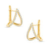 Thumbnail Image 0 of Cubic Zirconia Split Double Row Hoop Earrings in 10K Gold