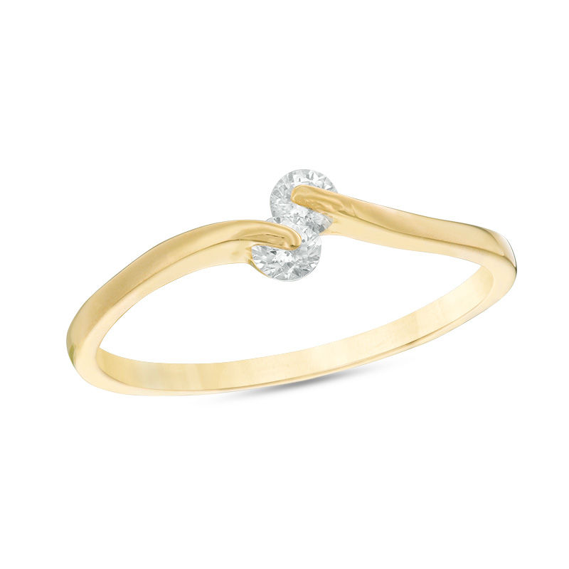 3mm Cubic Zirconia Bypass Stackable Ring in 10K Gold - Size 7