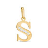 Thumbnail Image 0 of Cubic Zirconia "S" Initial Necklace Charm in 10K Solid Gold