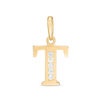 Thumbnail Image 0 of Cubic Zirconia "T" Initial Necklace Charm in 10K Solid Gold