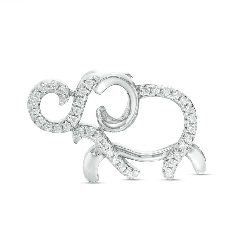 Cubic Zirconia Elephant Necklace Charm in Sterling Silver
