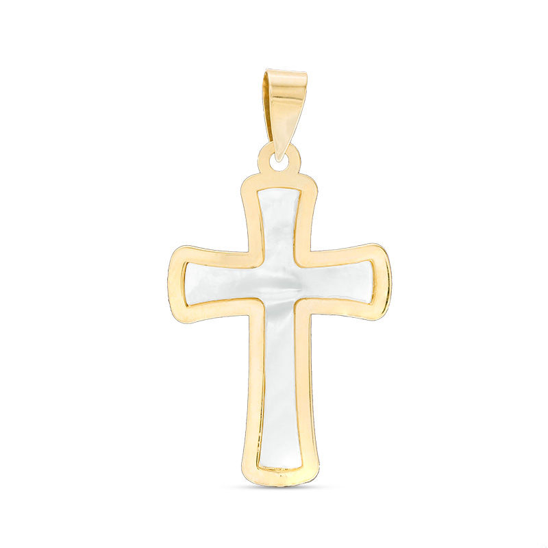 Mother-of-Pearl Cross Charm in 10K Gold