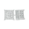 Thumbnail Image 0 of Cubic Zirconia Square Cluster Frame Vintage-Style Stud Earrings in Solid Sterling Silver