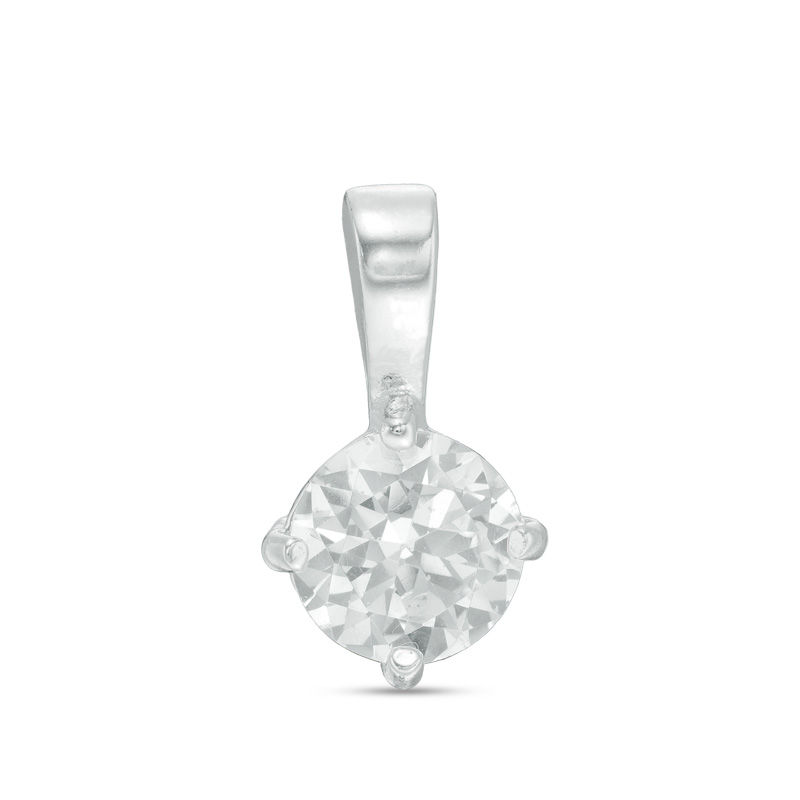 6.0mm Cubic Zirconia Solitaire Necklace Charm in Sterling Silver