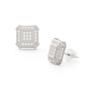 Thumbnail Image 0 of Cubic Zirconia Square Composite Frame Vintage-Style Stud Earrings in Solid Sterling Silver