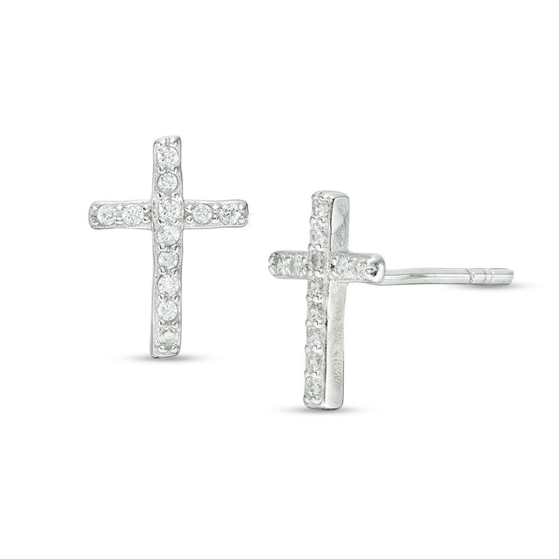 Stone set cross. Very large and chunky sterling silver cross set with Amethyst cubic zirconias