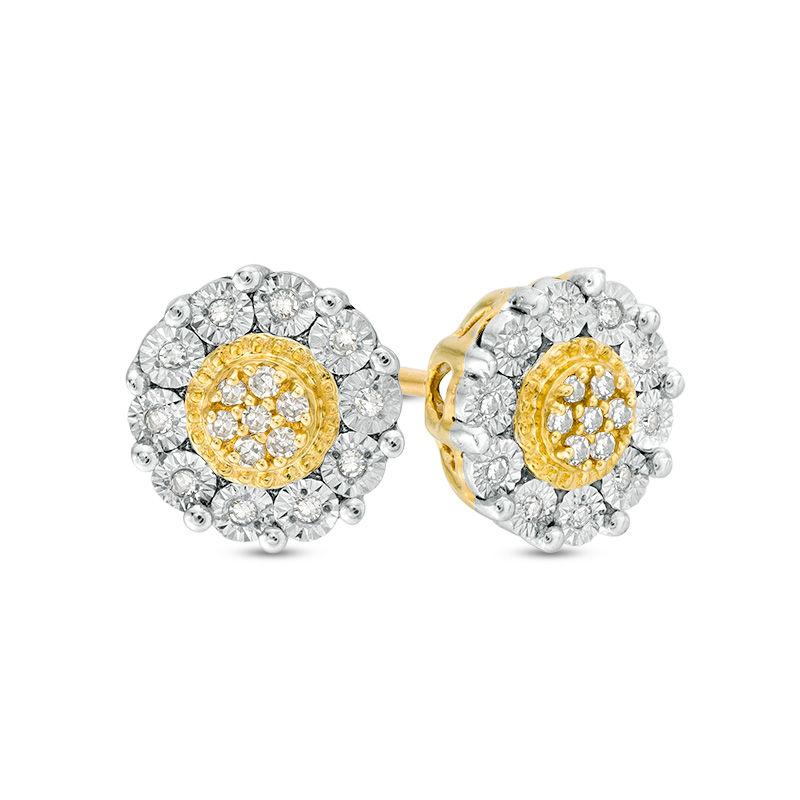 1/10 CT. T.W. Composite Diamond Flower Stud Earrings in 10K Gold