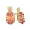Thumbnail Image 0 of Oval Orange Cubic Zirconia Pineapple Stud Earrings in 10K Gold