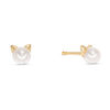 Thumbnail Image 0 of Child's 4.5mm Pearl Cat Stud Earrings in 14K Gold
