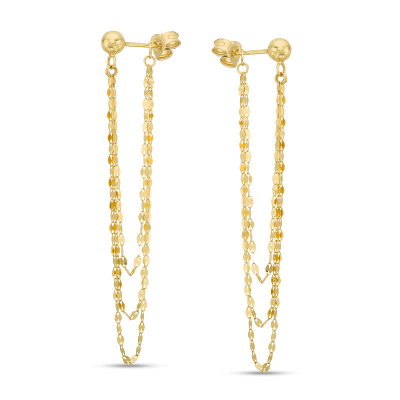 Multi-Strand Chain Dangle Earrings in 10K Gold