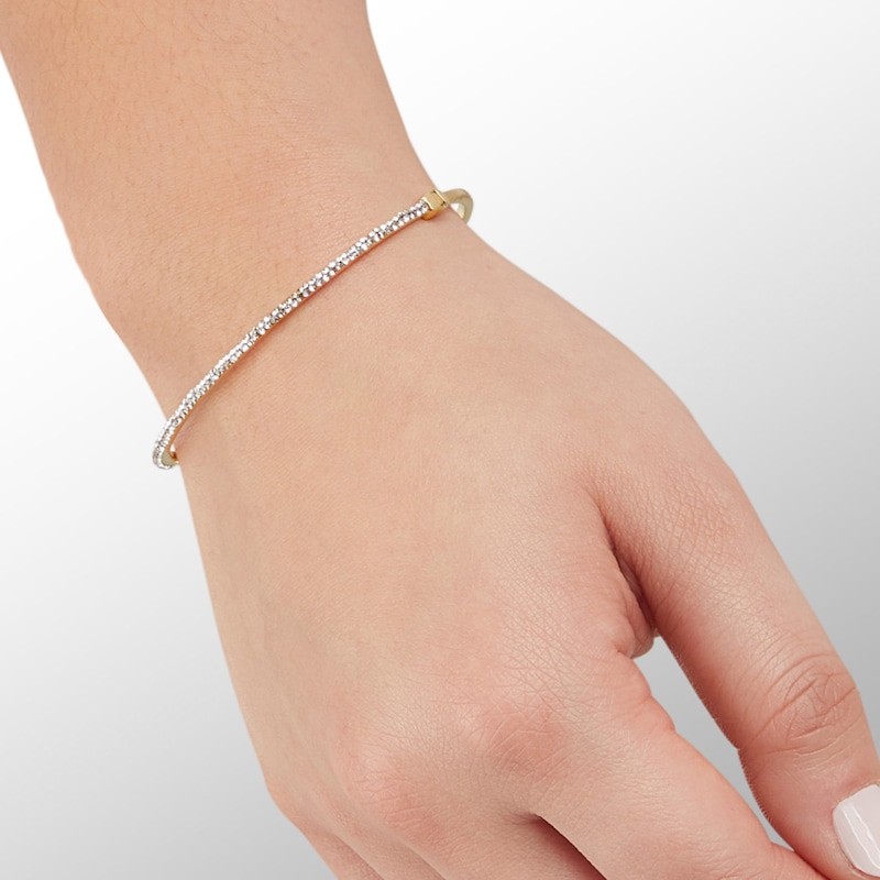 Made in Italy Crystal Bangle in 10K Gold Bonded Sterling Silver