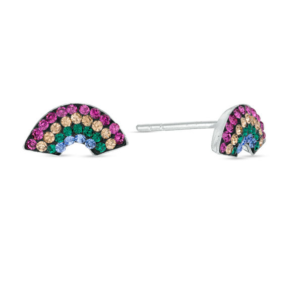 Child's Multi-Color Crystal Rainbow Stud Earrings in ...