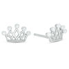 Thumbnail Image 0 of Child's Simulated Pearl Crown Stud Earrings in Sterling Silver