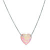 Thumbnail Image 0 of Child's Simulated Pink Opal Heart Pendant in Sterling Silver - 15"