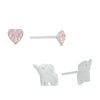 Thumbnail Image 0 of Child's Pink Crystal Heart and Elephant Stud Earrings Set in Sterling Silver