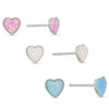 Thumbnail Image 0 of Child's Simulated Multi-Color Opal Heart Stud Earrings Set in Sterling Silver