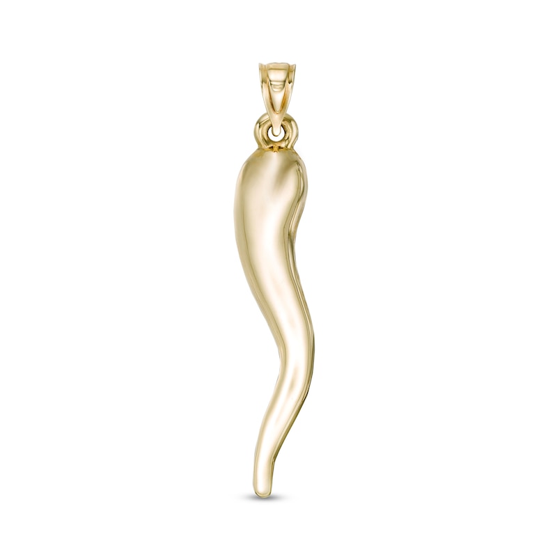 Large Italian Horn Necklace Charm in 10K Gold