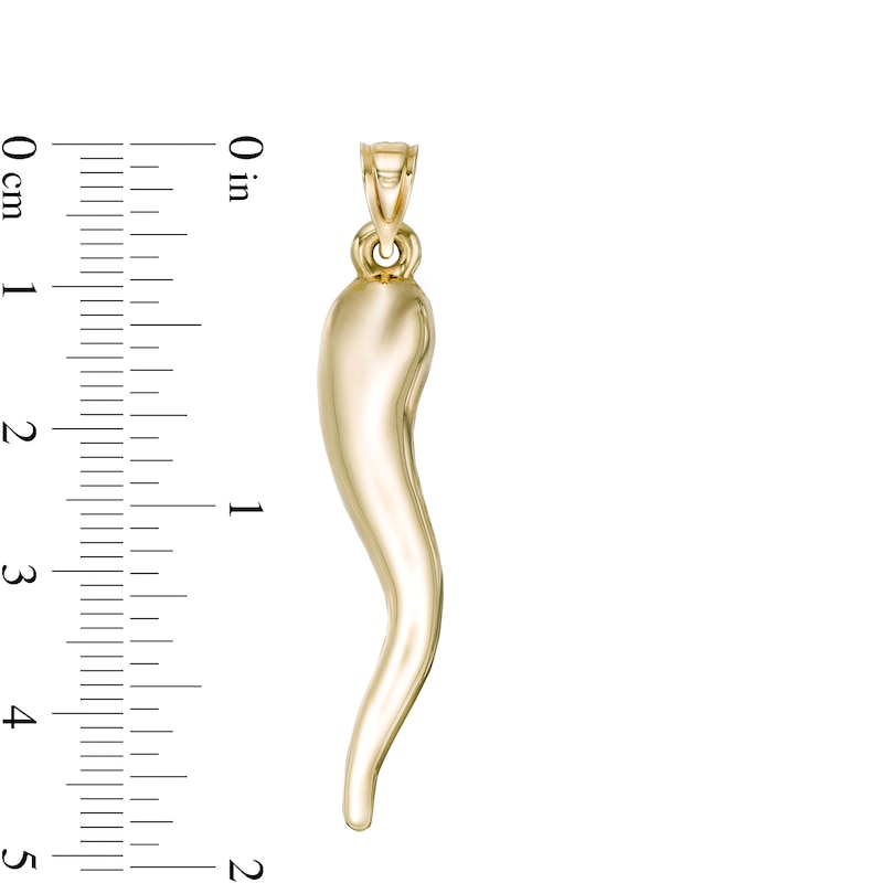 Large Italian Horn Necklace Charm in 10K Gold