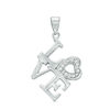 Thumbnail Image 0 of Cubic Zirconia Offset "LOVE" Pendant Charm in Sterling Silver