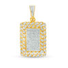 Thumbnail Image 0 of 1/3 CT. T.W. Diamond Curb Chain Link Frame Dog Tag Necklace Charm in Sterling Silver with 14K Gold Plate