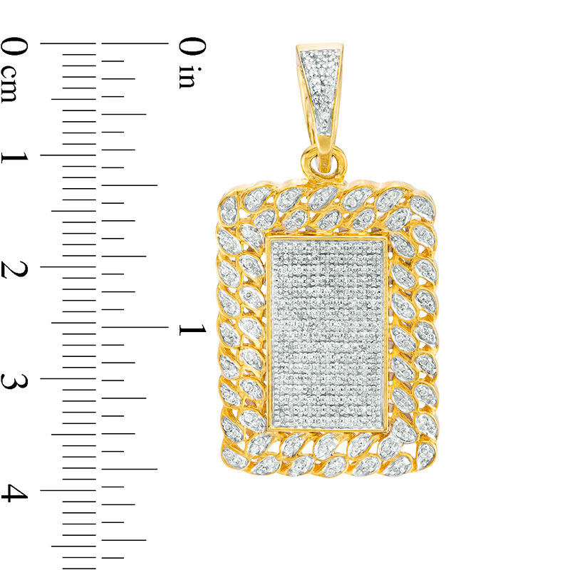 1/3 CT. T.W. Diamond Curb Chain Link Frame Dog Tag Necklace Charm in Sterling Silver with 14K Gold Plate