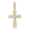Thumbnail Image 0 of 1/8 CT. T.W. Diamond Sunburst Cross Necklace Charm in 10K Gold