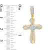 Thumbnail Image 1 of 1/8 CT. T.W. Diamond Sunburst Cross Necklace Charm in 10K Gold