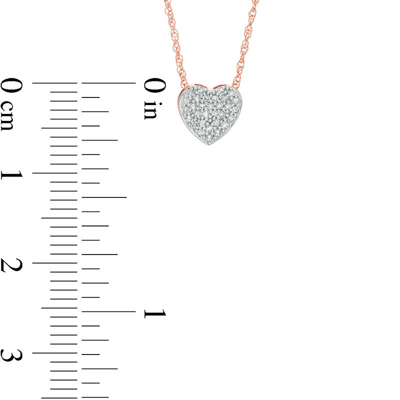 1/10 CT. T.W. Composite Diamond Heart Pendant in 10K Rose Gold