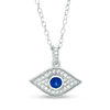 Thumbnail Image 0 of 3.5mm Lab-Created Blue and White Sapphire Evil Eye Pendant in Sterling Silver