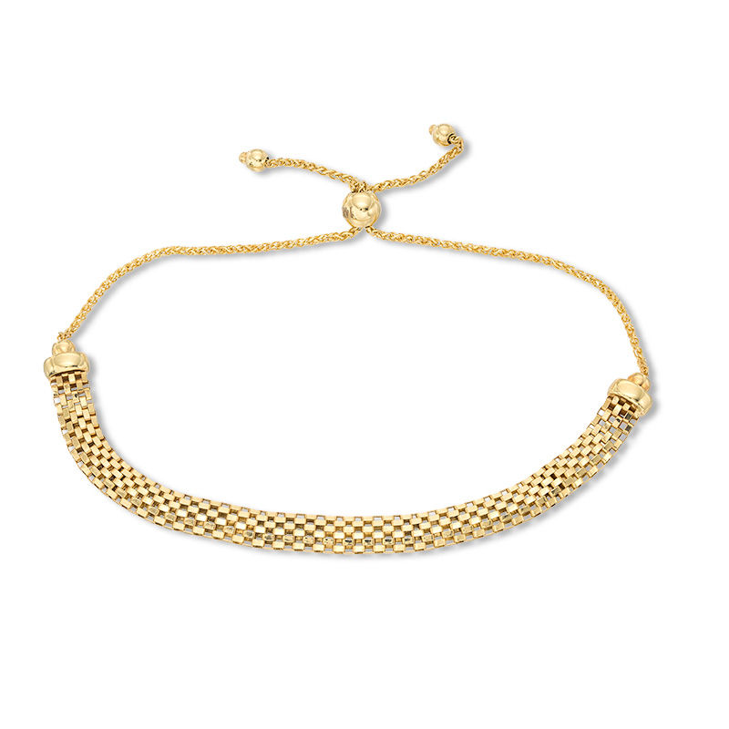 Mesh Chain Bolo Bracelet in 10K Gold - 9"